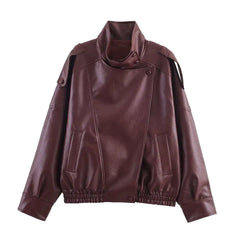 KONDALA Black Leather Jacket – Oversized Spring Coat