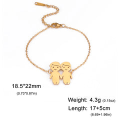 Teamer Cute Family Bracelets Stainless Steel Charm Bracelet Bangle for Daughter Son Sister Brother Couple Gifts Jewelry