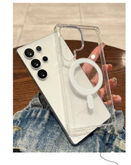 For Magsafe Magnetic Charge Case For Samsung Galaxy S26 S25 S24 S23 Ultra Plus FE Edge A16 A15 A35 A55 Clear Acrylic Slim Cover