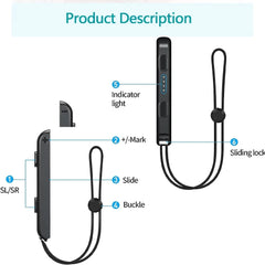 GAMINJA 2Pcs Gamepad Wrist Strap For Switch Joycon Replacement Joy Con Controller Wrist Strap Lanyard Built in Aluminum Alloy