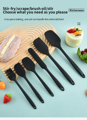 Silicone kitchenware 6-piece set, cream  scraper, spatula, oil brush, size scraper set baking tool，Non-integrated hand