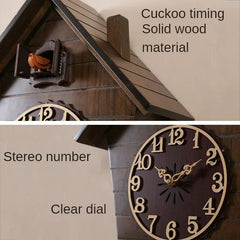 Vintage Cuckoo Clock Pendulum Large Wall Clock Wood 3d Bird Silent Timer Home Bedroom Kids Room House Living Room Decoration