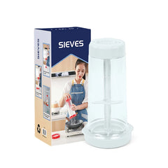 Rotating Flour Sieve Cup Hand-Held Semi-Automatic Flour Mixer Household Baking Tools Plastic Flour Sieve Kitchen Tools, Cooking Utensils