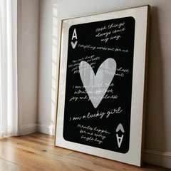 1pcs Ace Card Positive Sayings Print Fashion Canvas Wall Art Canvas Print Aesthetic Decor Vintage Bedroom Cute Poster  wall art