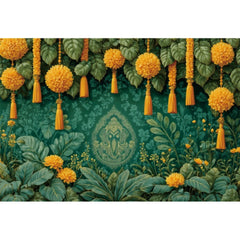 Indian Garlands Diwali Backgrounds Marigold Flowers Curtain Puja Ganpati Pooja Traditional Birthday Wedding Party Decor Backdrop