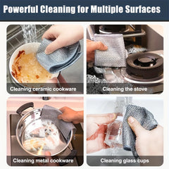 20-5pcs Thickened Steel Wire Cleaning Cloth Non-Scratch Double-layer Iron Microfiber Mesh Dishrag Washing Pot Rags Kitchen Towel