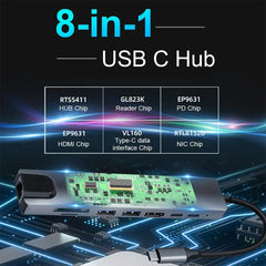 USB 3.0 Hub For Laptop Adapter PC Computer PD Charge Dock Station RJ45 HDMI-compatible TF/SD Card Notebook Type-C Splitter
