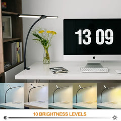 Double Head Dimmable LED Clip Desk Lamp Computer Table Lamps Monitor Light for Office Reading Architectural Lighting