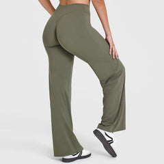 Straight Leg Pants Ultra Soft Butter Fabric Women Mid-Waist Yoga Pants Naked Feel Sports Leggings Pilates Running Sport Trousers