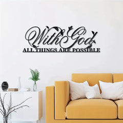 HelloYoung Metal Wall Art With God All Things Are Possible, Bible Verses Metal Wall Sculpture Metal Wall Decor Metal Sign