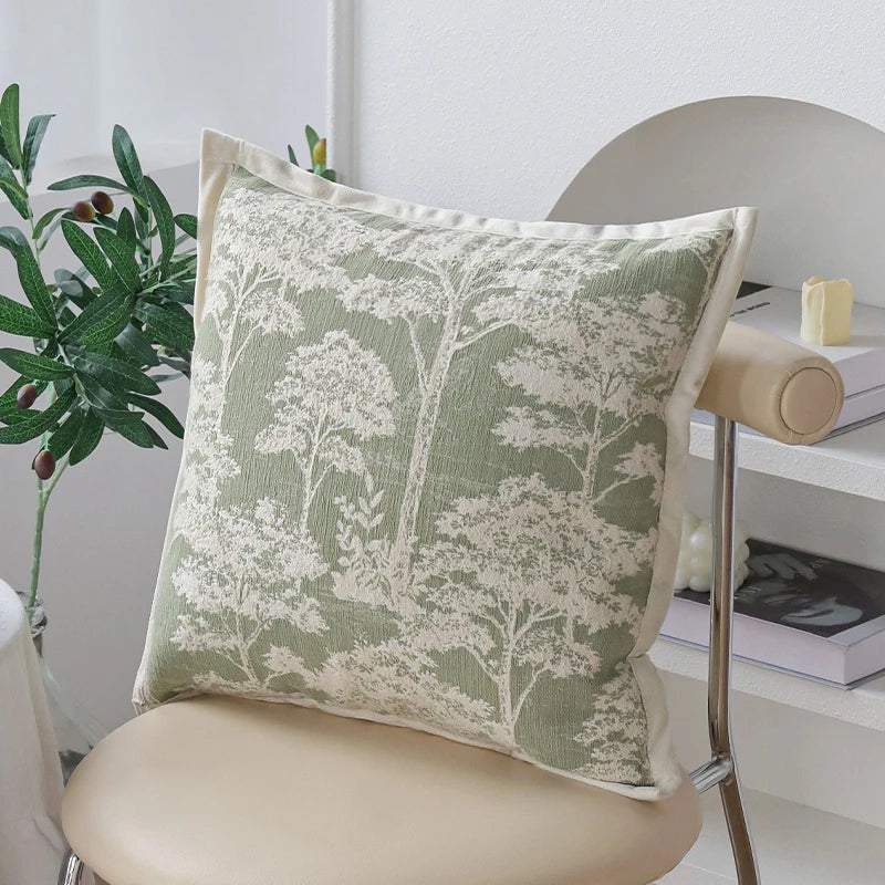 Jacquard Cushion Cover Skin-friendly High Quality Matcha Color Pillowcase Fresh Home Decorative Pillowcase for Indoor Sofa 45x45