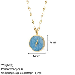 Heart Evil Blue Eye Sun Necklace for Women Cute Dog Bee Elephant Gold Color Pendant Long Stainless Steel Chains