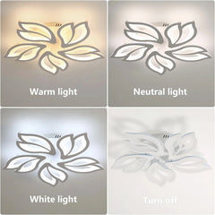 LED Ceiling Lamp, 45W Modern LED Ceiling Light Dimmable with Remote Control, White 5 Petal Heads Acrylic Ceiling Lamp