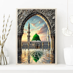 Islamic Grand Mosque Architectural Art, Sacred Holy Place Canvas Print, Muslim Home Wall Decor Prayer Room Ramadan Eid Gift