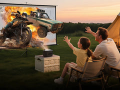 BYINTEK R20 Max Mini Projector 4K DLP Smart WiFi Android 11.0 LED 1080P Outdoor Home Theater Projectors With 15600mAh Battery