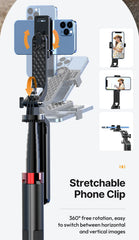Ulanzi MA09 1.74m Selfie Stick Tripod for iPhone 17 15 Android Phone w Remote Control Panoramic Ball Head Holder U200 VL49 Kit