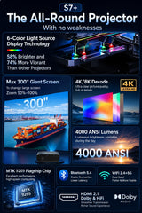 4000 ANSI 4K UHD Video Projector Android 14 Google TV Daytime Native 1080P Wifi Auto Focus Tof Home Theater Beamer For Movie