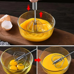 Stainless Steel Egg Beater Durable Semi-Automatic Mixer for Effortless Egg Cream Mixing Stirring and Beating for Kitchen Baking Cooking Essentials, Kitchen Tools