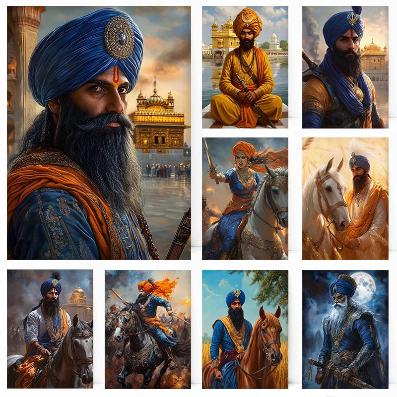 Khalsa Sikh Bold Warrior Retro Religion Poster Print Wall Art Pictures Canvas Painting Living Room Bedroom Home Decor Gift