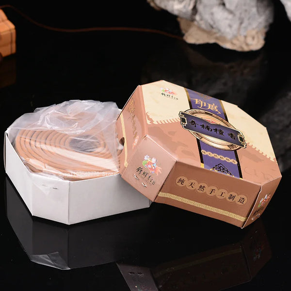 24 Hours India Qi Nan Sandalwood Natural Incense Coil Indoor Ritual Buddha Aromatherapy Home Decor Soothes and Purifies The Air