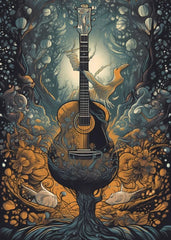 Colorful Symphony Guitar Canvas Wall Decor Musical Inspiration Poster Print Wall Art for Living Room Home Decor Frameless Gifts