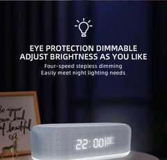Alarm Clock Wireless Chargers Pad Phone Bedroom Lamp Night Light Desk Thermometer For iPhone 17 16 15 14 13 Fast Charging Dock