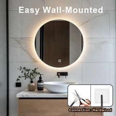 60*60cm Smart Bathroom Mirror LED Lights Wall Mounted Mirror 3 Colors Memory Stepless Dimmable Waterpoof Touch Switch Hardwired