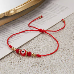 Turkish Evil Eye Bracelets For Women Men Handmade Woven Crystal Beads Demon Eyes Red Black Rope Chain Bracelet Couple Jewelry