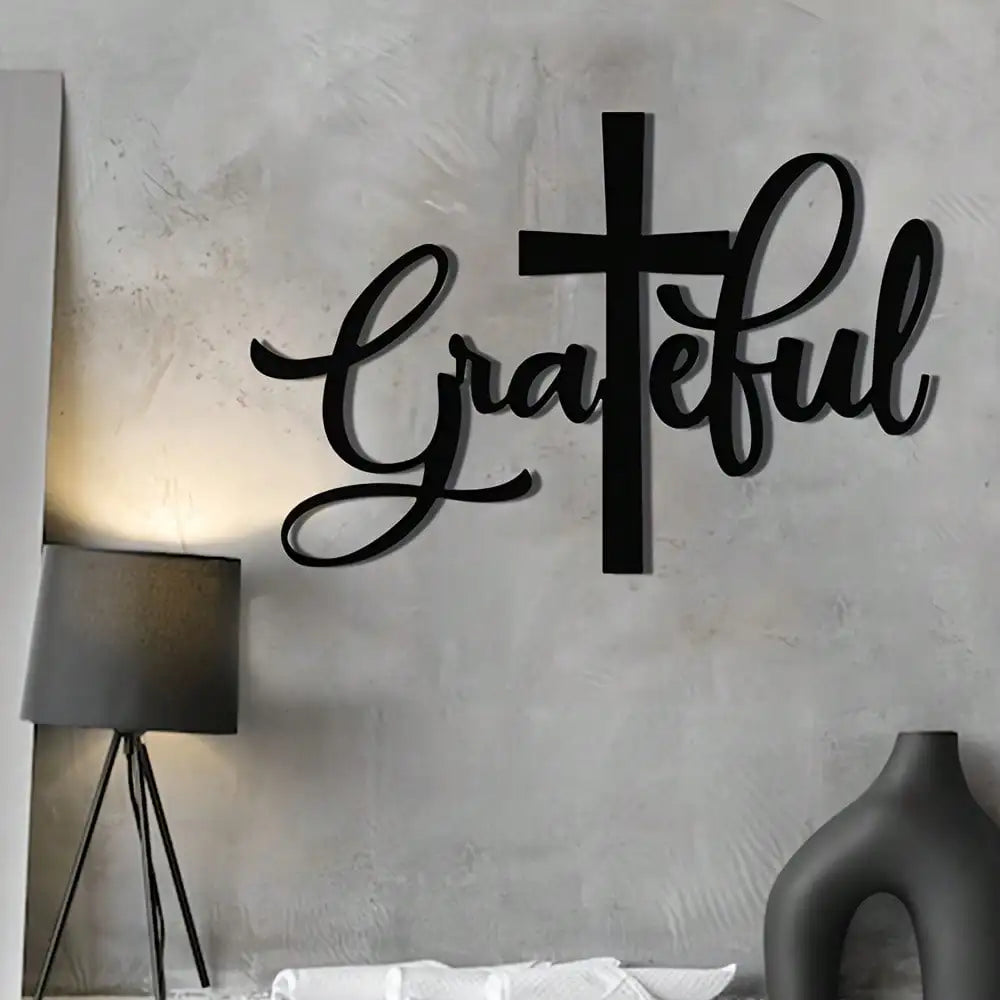 1PC Metal Cross Wall Art - 2D Flat Christian Religious Hanging Ornament, Faith-Inspired Home Decor for Living Room