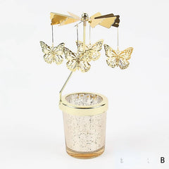Romantic Valentine's Day Gift Rotating Angel/Rose/Xmas Snowflake Candlestick Candle Tea Lamp Holder for Home Party Decoration