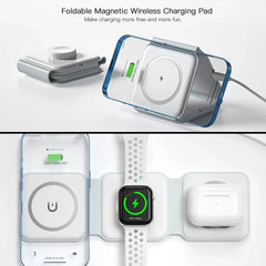 3 in 1 Magnetic Wireless Charger Pad for iPhone 16 15 14 13 Pro Max Apple Watch 9 8 AirPods Chargers Fast Charging Dock Station