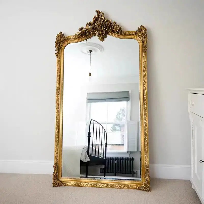 Vintage Living Room Mirrors Full Body Floor Nordic Princess Design Mirrors Full Body Gold Luxury Espejos De Piso Room Decoration