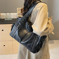 High Quality PU Shoulder Bag for Women – Contrast Zipper Style