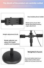 Smartphone Mobile Stand For Cell Phone Holder With LED Ring Light Dual Position For Professional Live Streaming Video Record