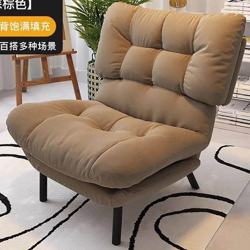 Armless Lazy Chair with Ottoman Recliner Single Corner Sofa Chair Upholstered Comfy Lounge Leisure Reading Accent Chair for Living Room Furniture