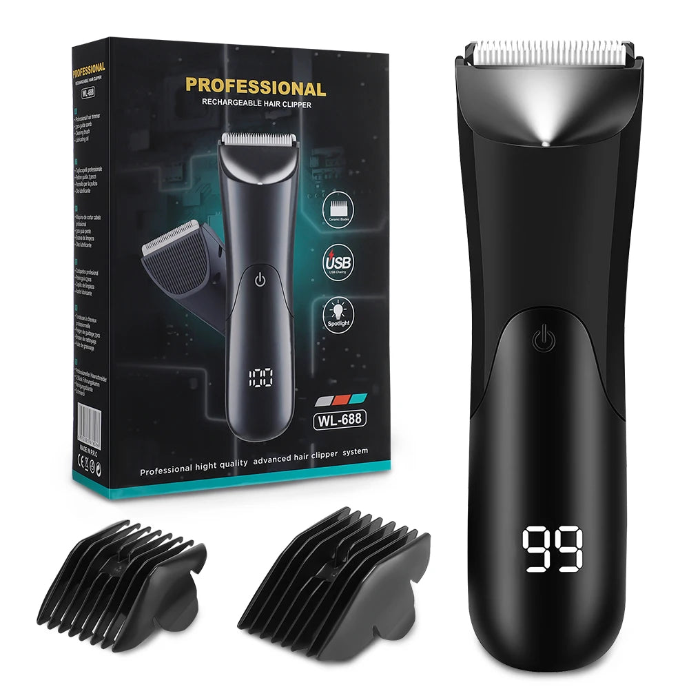 Men’s Electric Hair & Beard Trimmer with LED Light