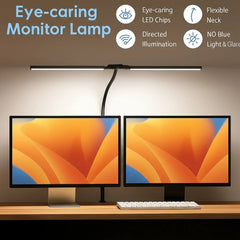 Double Head Dimmable LED Clip Desk Lamp Computer Table Lamps Monitor Light for Office Reading Architectural Lighting