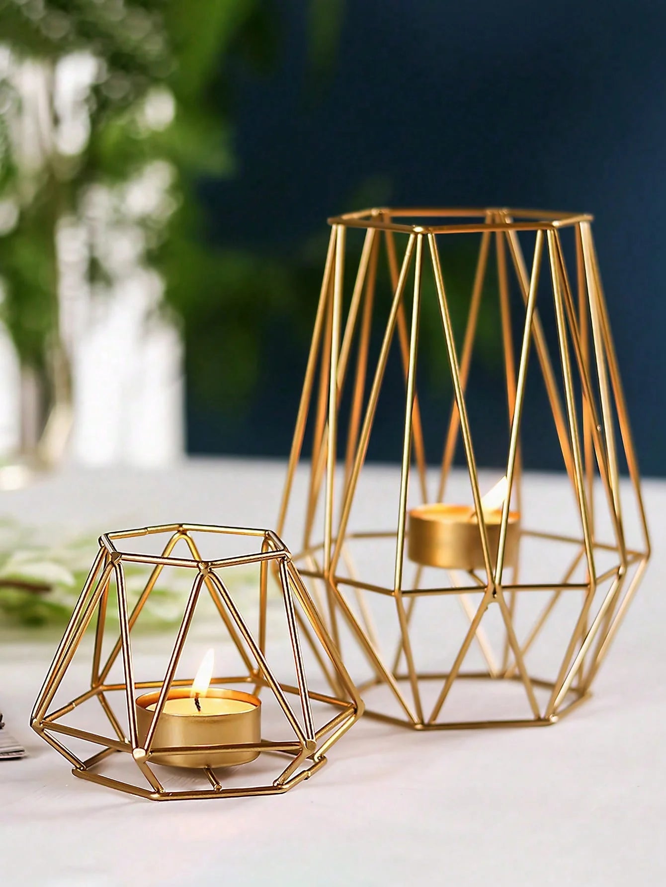 1pcs Metal Hexagon Geometric Design Tea Light Votive Candle Holders, Iron Hollow Tea Light Candle Holders for Vintage Wedding Ho