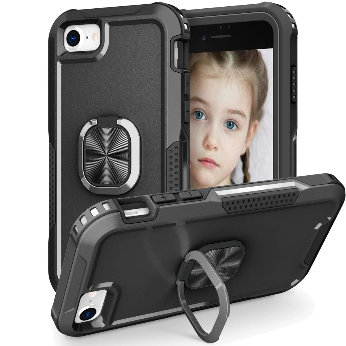 Heavy Duty Drop Protection Kickstand Rugged Shockproof/Dust Proof 3-Layer Phone Case For iPhone 6 6S/7/8/SE 2020 2022