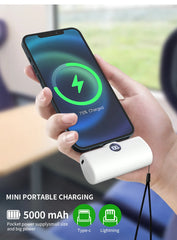 Fast Charging Power Bank Portable Charger External Battery for iPhone Samsung Huawei Xiaomi HONOR 5000mAh Type C or Lightning
