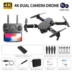 E88 ProIntelligent Folding Drone Supports single/Dual Camera Switching 4KPicture Quality+Wide-angle Shooting WiFiDirect Real-Tim