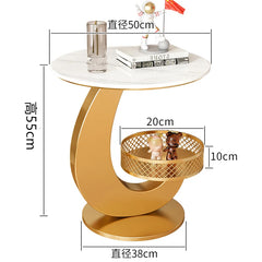 Luxury Side Table Modern Round Coffee Table for Living Room Furniture & Balcony Multifunctional Couchside Drink Table with Geometric Base