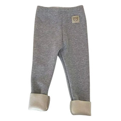 Korean Autumn Winter Children's Fleece-lined One-piece Pants Warm Baby Cartoon Elastic Ankle Length Trousers for Boys Girls
