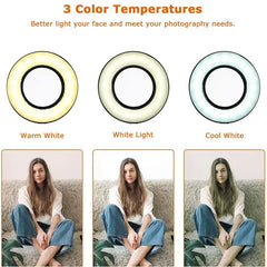 Universal Flexible Mobile Phone Holder with Selfie Ring Light Office Lazy Bracket Desk Lamp LED Light for Live Stream Fill Light