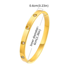 Vnox Waterproof Luxury Bangles Round Zircon For Women,Stainless Steel Classic Wrist Bracelets,Hand Jewelry Mother's Day Card