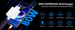 For OnePlus 80W SuperVOOC EU Fast Wall Charger For OnePlus 10 Pro 11 12 13 15 Nord 4 5 CE 2 3 Lite OPPO Realme Type C USB Cable