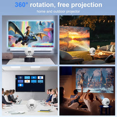 XBJ Mini  4K Home Theater Projector, Android WiFi 6 BT 5.0 Auto Keystone 360° Rotation Portable Video Projector for Outdoor Home