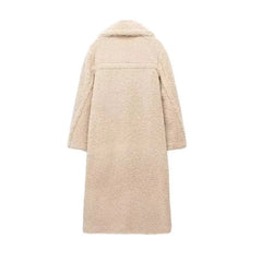 Women’s Winter Double-Breasted Velvet Long Coat