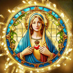 Virgin Mary Suncatcher - Round Acrylic Wall Art, Stained Style Hanging Decor, Ideal for Living Room, Bedroom,Perfect Family Gift