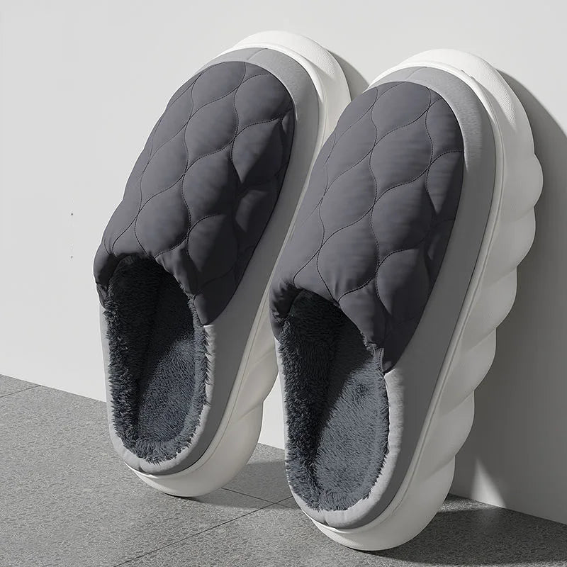Winter Casual Men's Slippers Indoor Waterproof Home Shoes Fur Flat Warm Fashion Couples Bedroom Houseshoes Large size 48/49